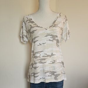 Camouflage V-Neck Women Top